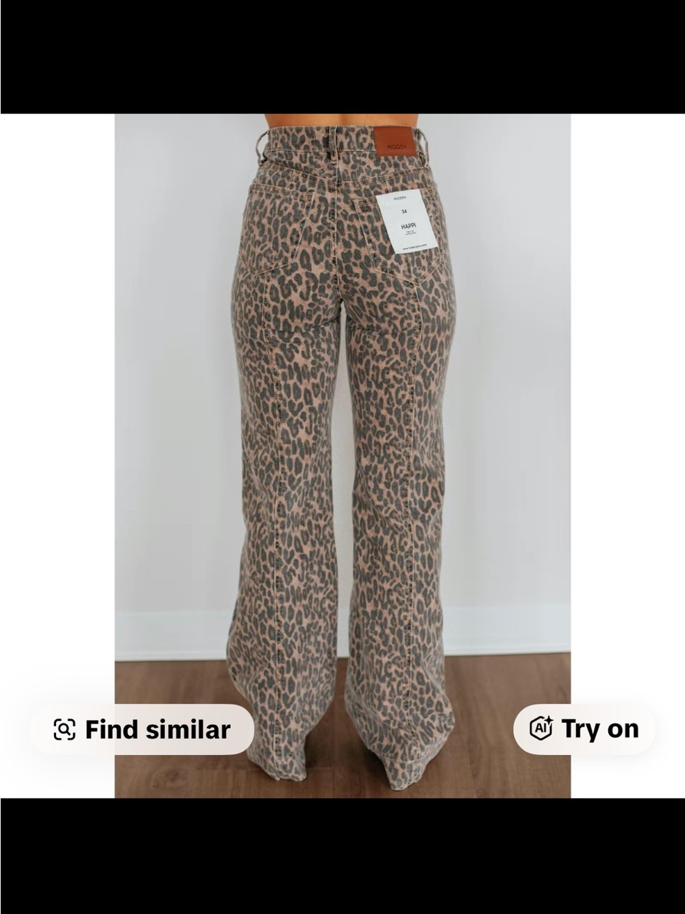 High-Rise Leopard Print Wide-Leg Jeans - Taupe Leopard - Picture 3 of 4